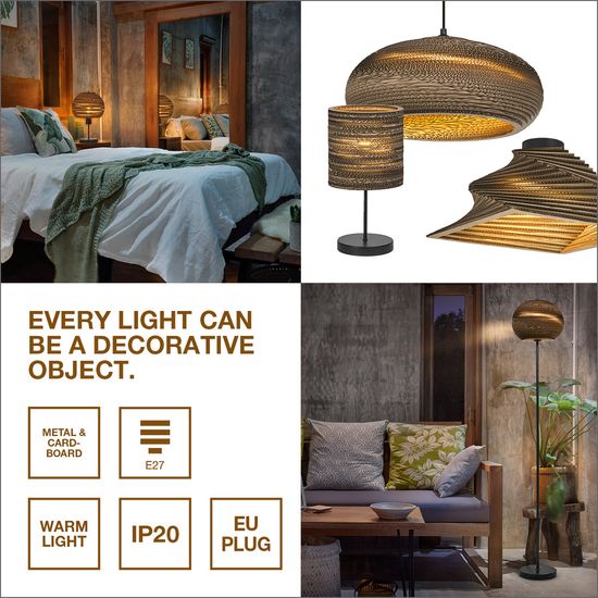 Decor Cardboard Drop Pendant E27 Brown