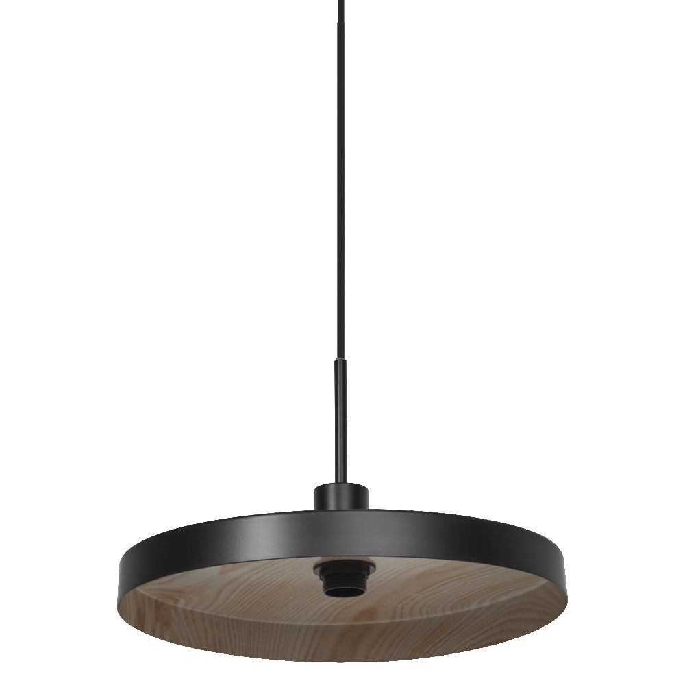Decor Plate Pendant E27 Black Wood Decor