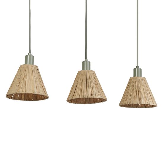 Decor Raffia Pendant Linear 3XE27 Green