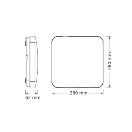 CEILING SQUARE IP20 28x28cm 18W 3000K IP20